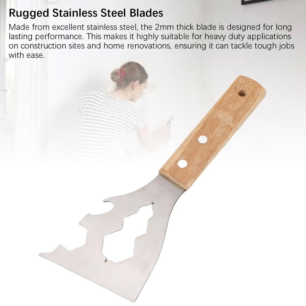 Paint Scraper 10 In 1 Design Multifunctional Ergonomic Wooden Handle Portable Metal Painting Scraper