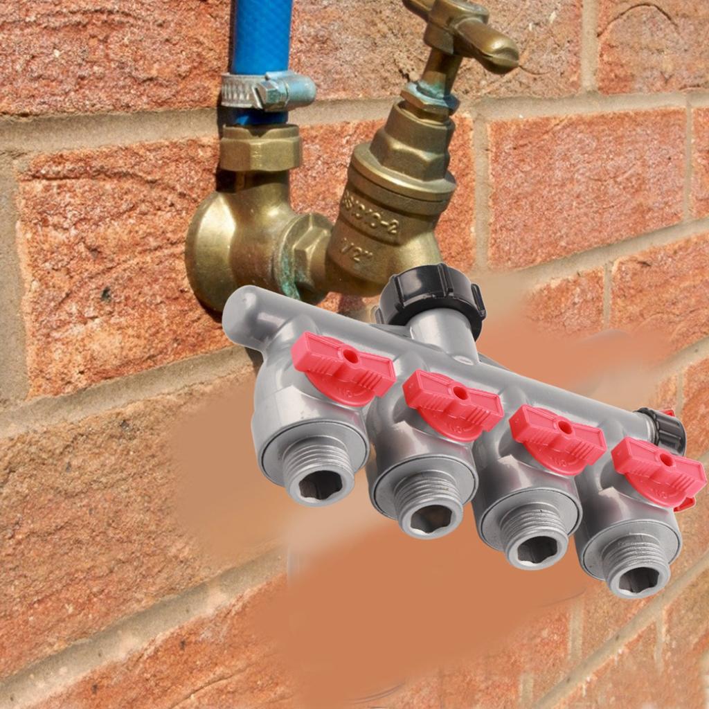 G3 4in Zinc Alloy 4 Way Water Faucet Splitter Connector Adapter Valve Garden Accessories