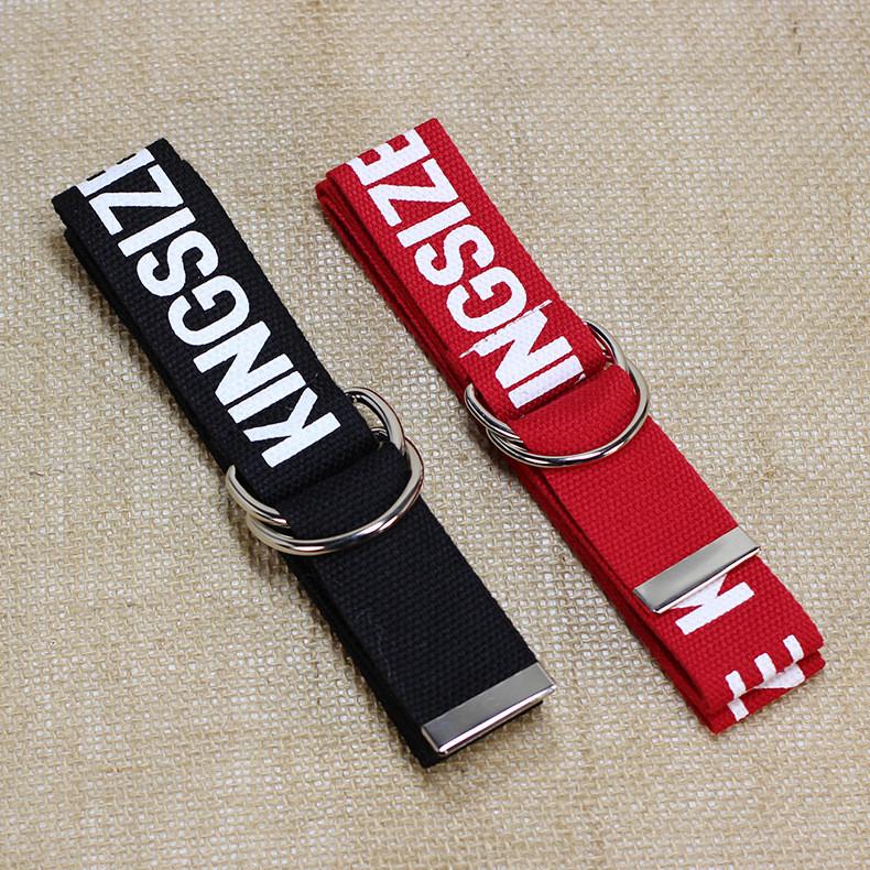 Fashionable Letter Printed Double Buckle Design Women Canvas Belt For Casual Fashion