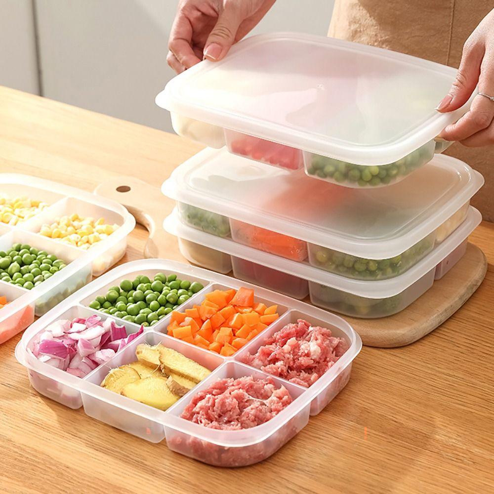 Portable Sub-Packed Meat Compartment Box 4/5/6Grids Onion Ginger Fresh Storage
