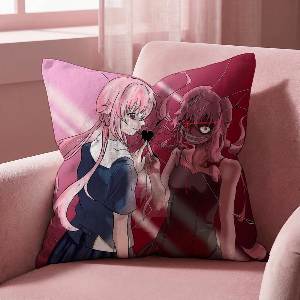 M-Mirai N-Nikki Cushion Cover Multi-Scene Pillow Cover for Home & Car - Reversible, Soft & Durable for Daily Use