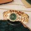 Vintage socialite style emerald gemstone watch six-piece gold watch necklace bracelet ring earrings set, suitable for dating, bi