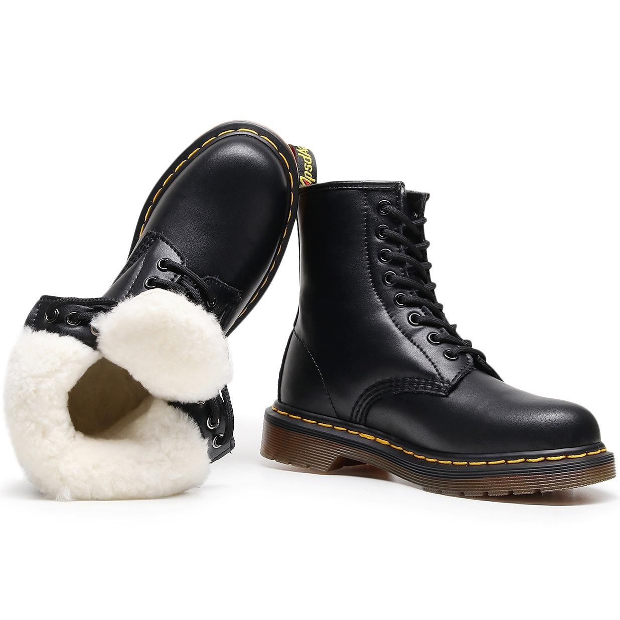 

Ботинки-локомотивы на высоком голенище из натуральной шерсти, классические короткие ботинки из мягкой кожи, мужские и женские ботинки-тоут на толстой плюшевой подошве с круглым носком 35