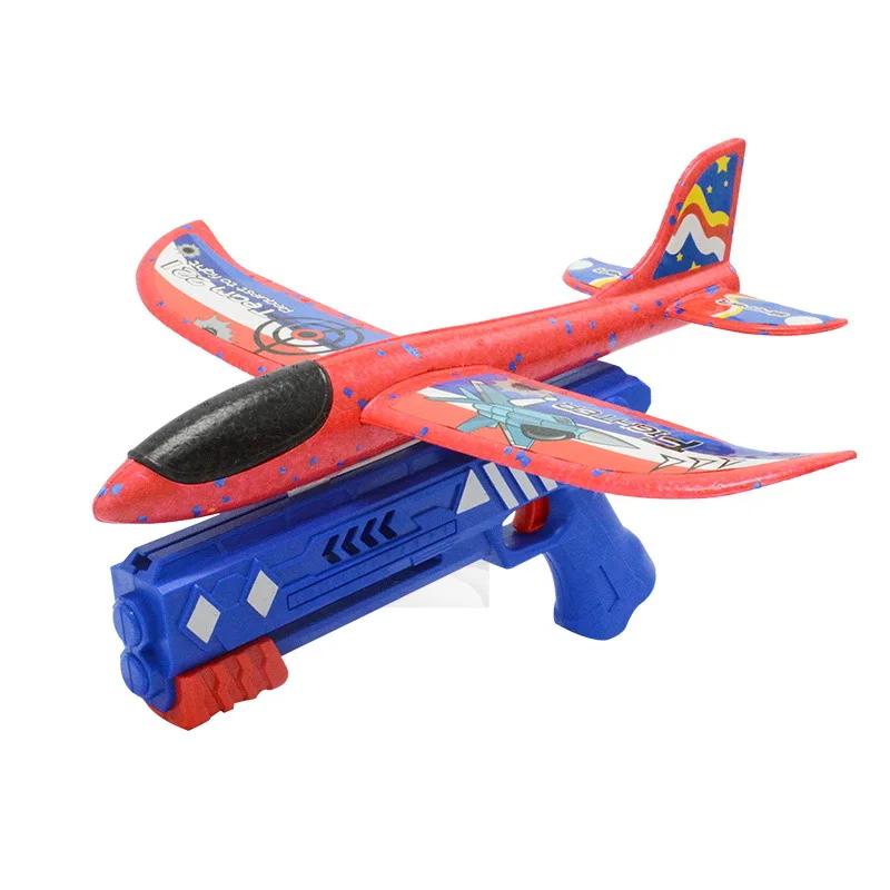 Avião de Espuma para Crianças Lançador de 10M Catapulta Arma de Avião Brinquedo Jogo ao Ar Livre Infantil Modelo de Bolha Tiro Brinquedos de Pista Giratória Presentes