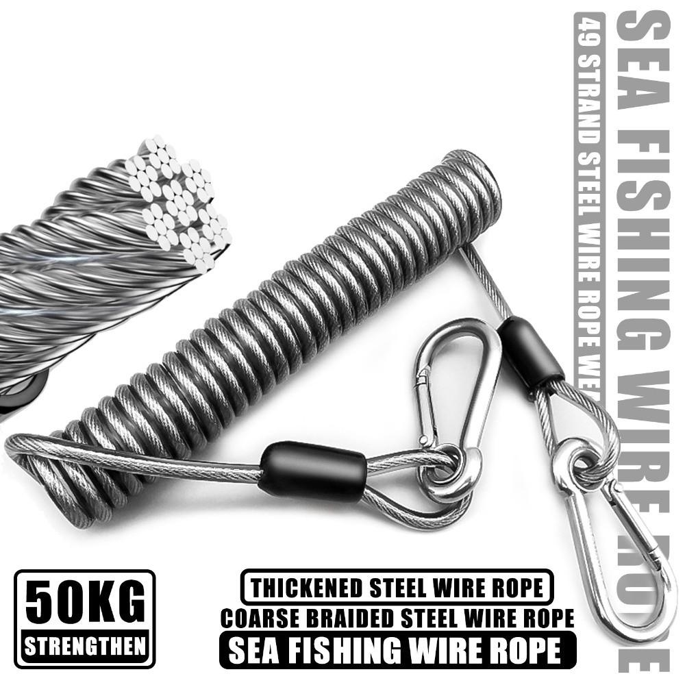 Weighing 50KG Anti-slip Rope with Metal Carabiner Anti Falling Steel Wire Fishing Lanyards