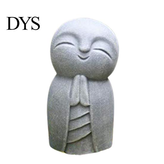 Jizo Statue Dekorativ Langlebig Harz Grau Kleiner Buddha Skulptur für Außendekoration