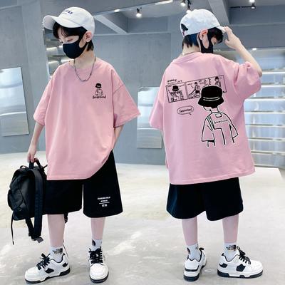 Ropa Infantil Primavera Verano Bebé Camiseta Algodón Manga Corta Oversize Estampado Vintage Americano Tops para Niños Ropa Infantil 2025