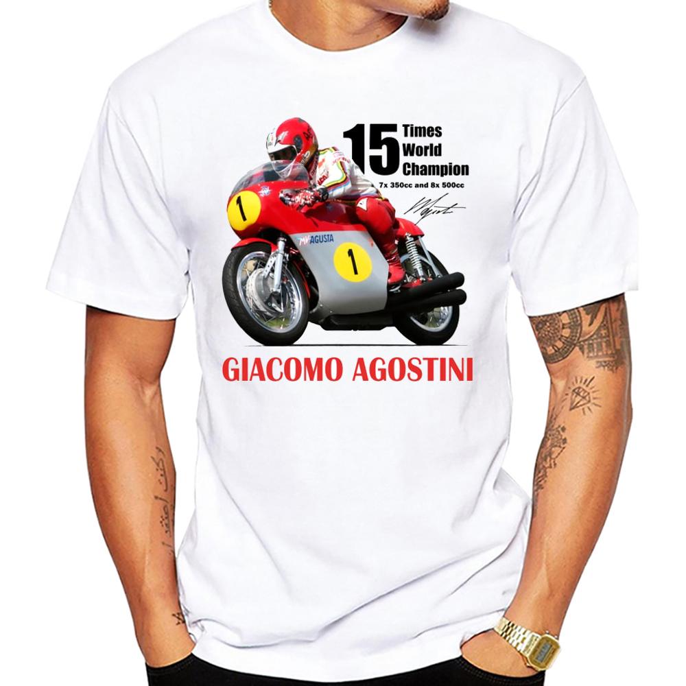 

Giacomo Agostini GP 1975 Legend 70 s Retro T-Shirt Men T Shirt Adventure Riding Sport Boy Casual Tees Motorcycle White Tops 4XL