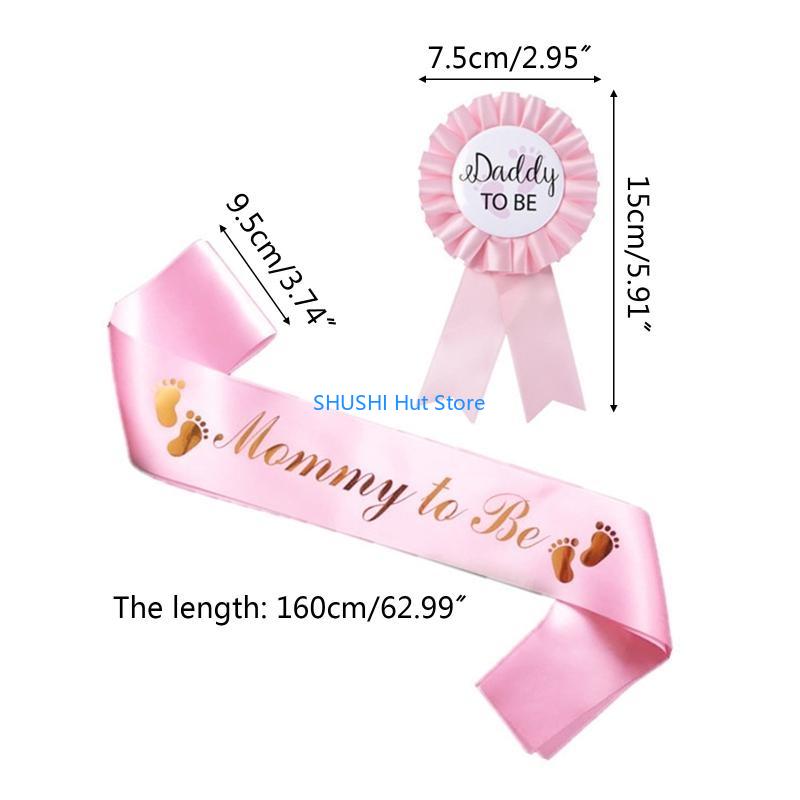Mommy To Be Sash To Be Button Pin Baby Shower Maternity Sash Belly Belt D57B
