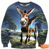 Esel 3D-trykk Tegneserie Oversize Gensere Mote O-hals Utendørs Pullover Dame Barneklær Nyhet Hettegensere og Sweatshirts
