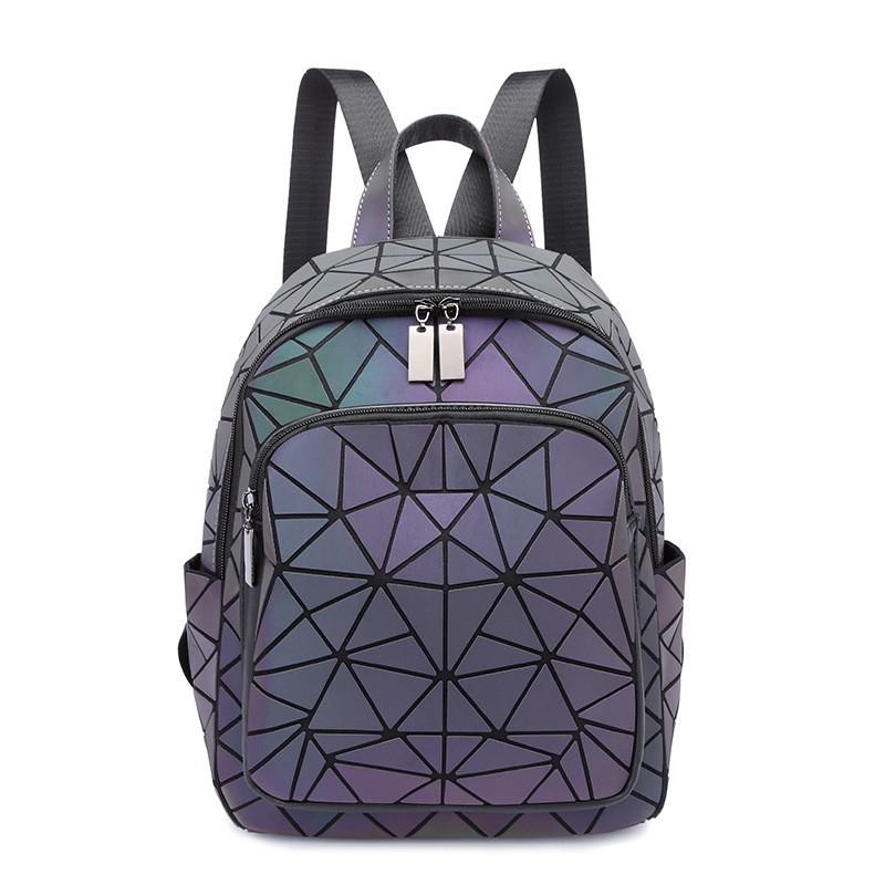 Fashionable Diamond-grid Backpack Luminous Women s Light Large-capacity Schoolbag 1304 26x12x32cm