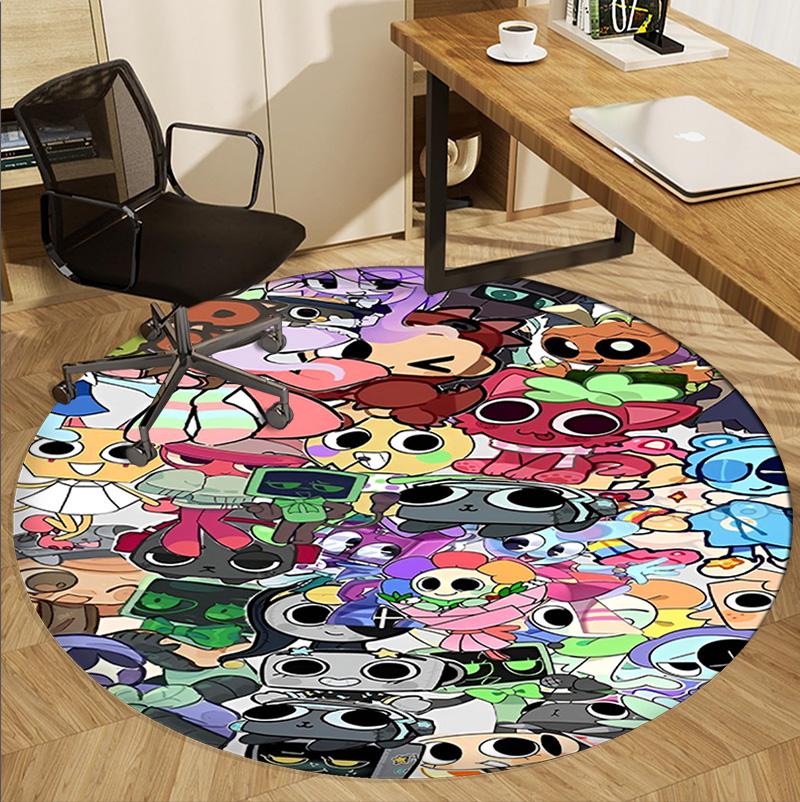 Dandy's World Pattern Round Rug, Indoor/Outdoor Mat, for Picnic, Gameroom, Bedroom, Office, Living Room, Home Decor Carpet, Birthday Gift