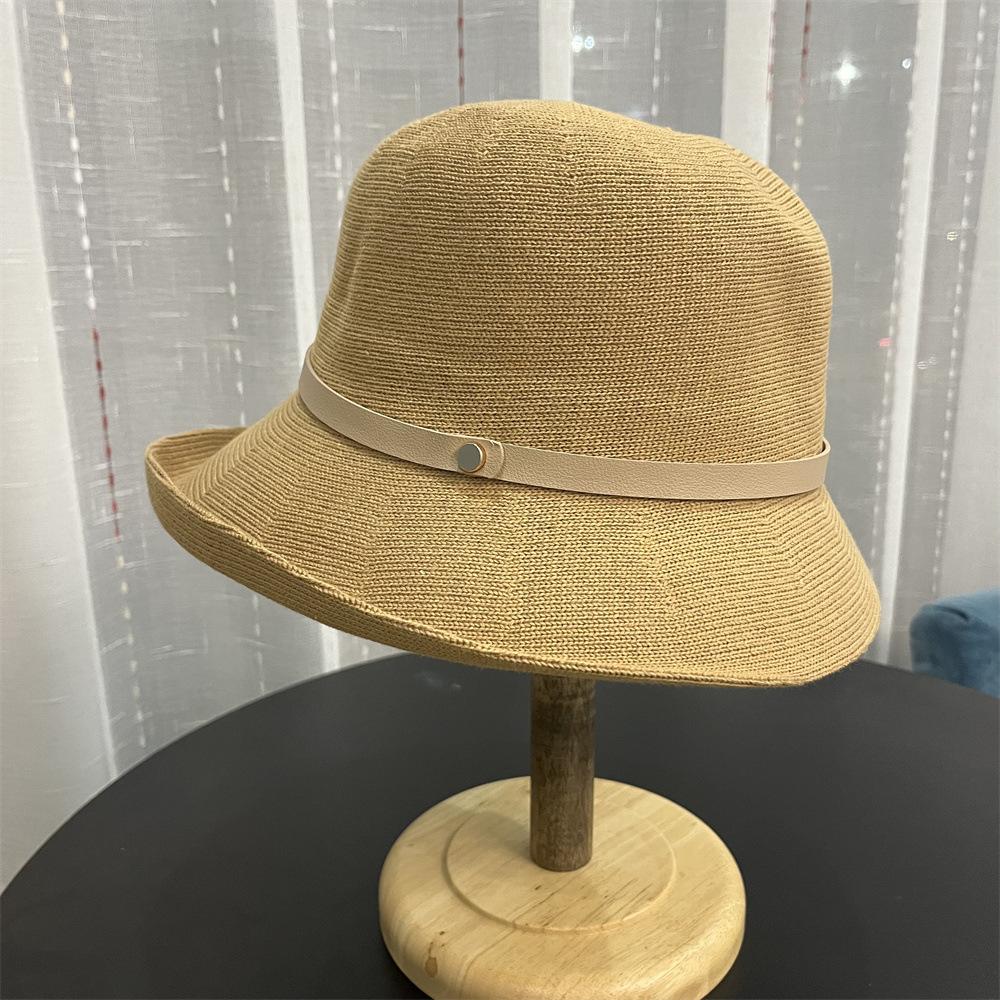 

Шляпа женская весенне-осенняя солнцезащитная шляпа элегантная модная с кожаной пряжкой маленькая с загнутыми полями шляпа-цилиндр показывающая лицо маленькая шляпа-ведро шляпа-бассейн тренд Adult (56-58cm) верблюд