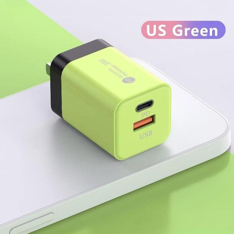 20W US Fast Wall Charger Dual PD USB Ports High Speed Charging for Smartphones Tablets Earbuds Small Digital Devices