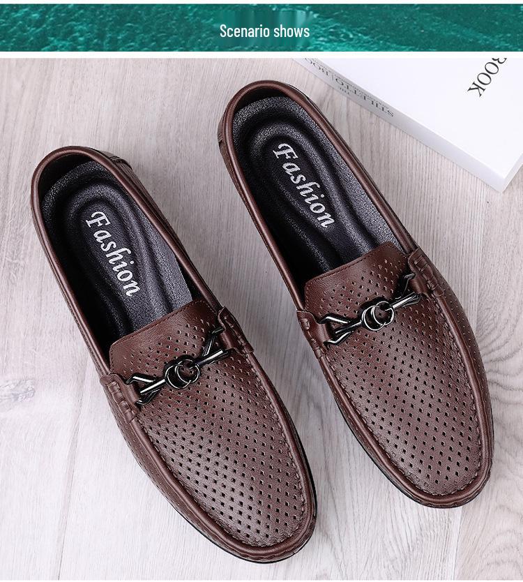 Herren Sommerschuhe aus atmungsaktivem Echtleder - Loafer mit weicher Sohle zum Hineinschlüpfen - Fahrerschuhe