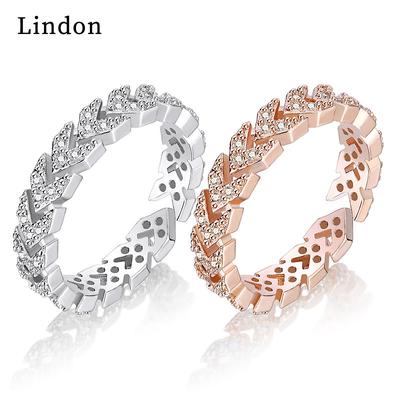 Lindon Classic Copper Alloy Zircon Ring Ladies Jewelry Wedding Promise Party Gift