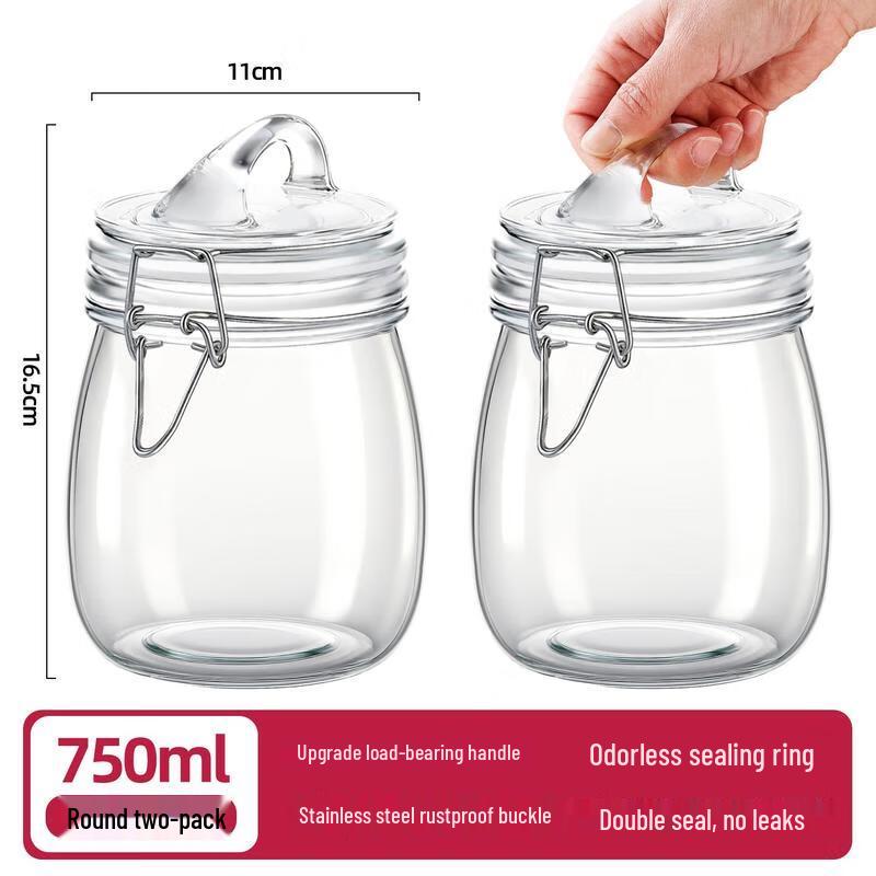 HANDUNYOU Round Glass Storage Jar with Handle