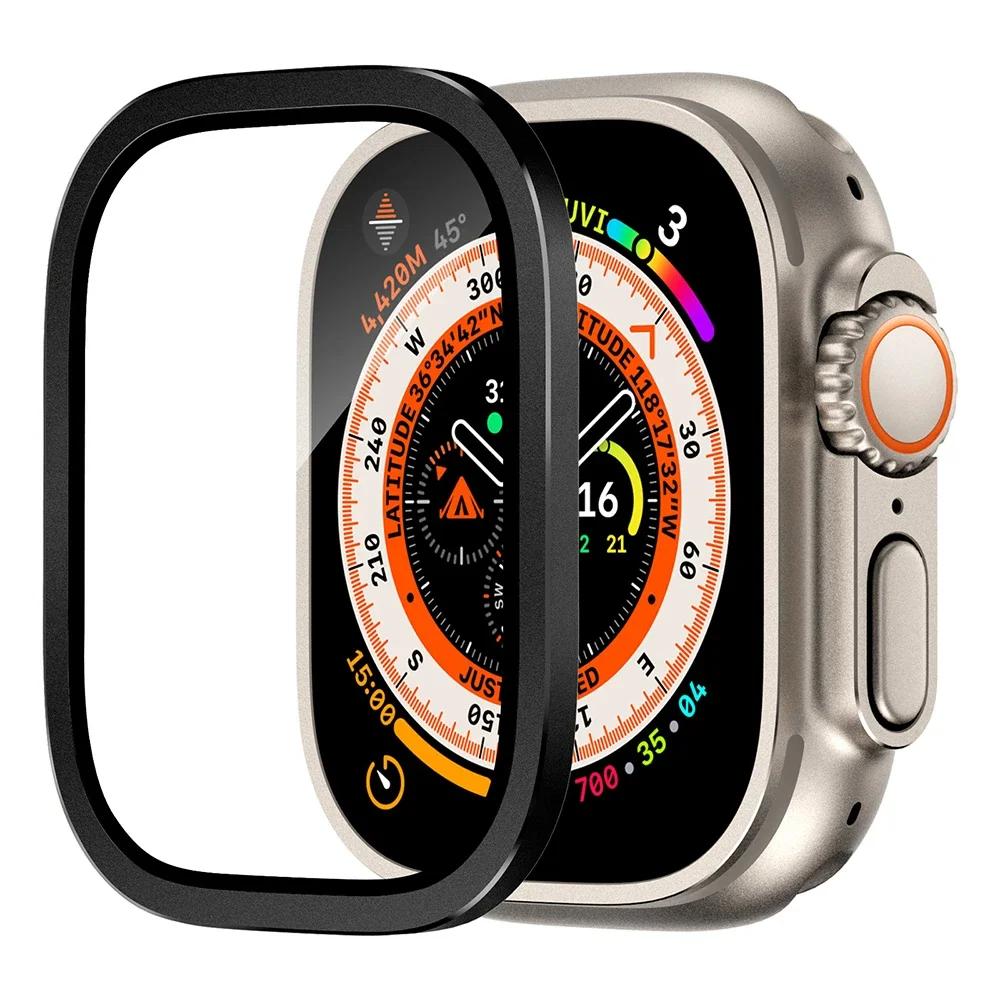 Tempered Glass for Apple Watch Ultra 2 49mm Screen Protector Metal Frame Anti-Scratch for IWatch Series Ultra 49 mm Accessories