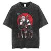 Anime Demon Slayer Rengoku Kyoujurou Printed T Shirt Men Women Manga Tshirts Vintage Washed T-Shirt Harajuku Manga Cotton Tops