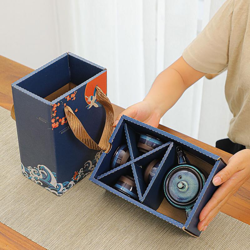 Ceramic Kung Fu Tea Set, One Pot, Two Cups, Four Cups, Accompanying Gifts for Real Estate Business Activities