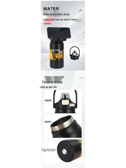 304 Stainless Steel Double-Layer Vacuum Insulated Sports Water Bottle - Dual-Drink, Large Capacity Travel Kettle