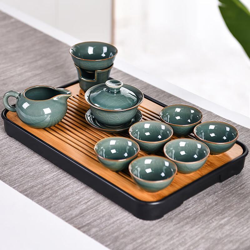 Lainuo Ge Kiln Tea Set with Rectangular Tray