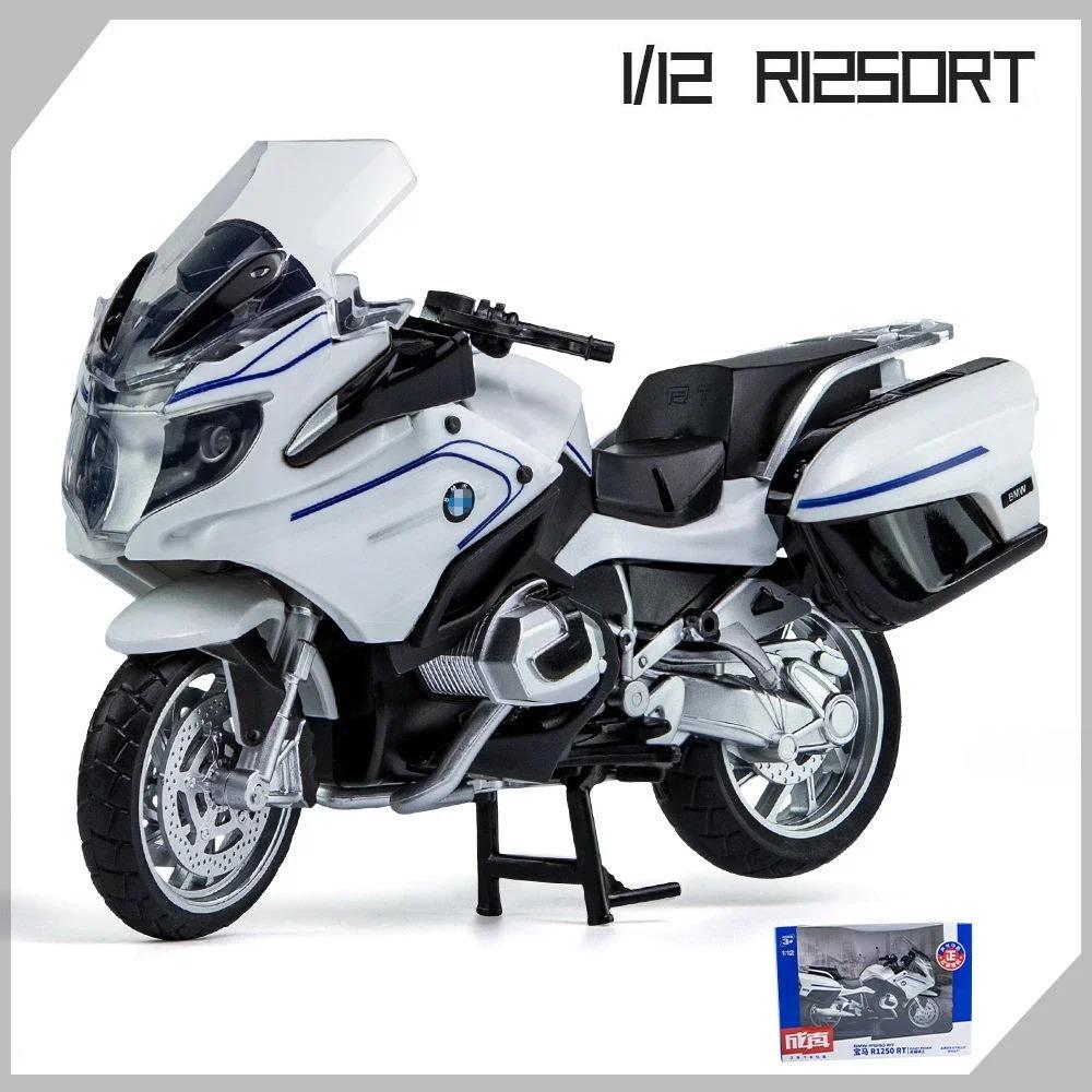 1/12 BMW R1250RT-P Police Simulation Alloy Motorcycle Model Shock Absorbers Sound and Light Collection Toy Car Kid Gift