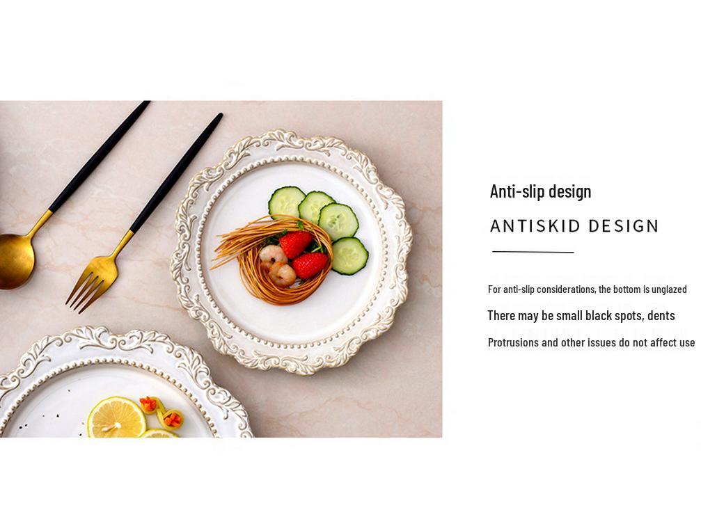 Ensemble de vaisselle en céramique style cour baroque: Vaisselle rétro européenne française avec assiettes à soupe, bols et assiettes plates