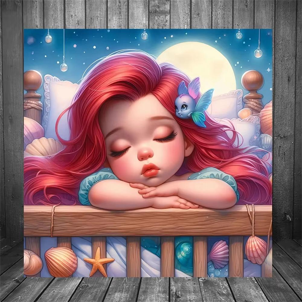 Disney Cartoon 5D Diamond Painting Full of Diamonds DIY Hand-applied Diamond Painting Princess Series Decorative Painting Kit