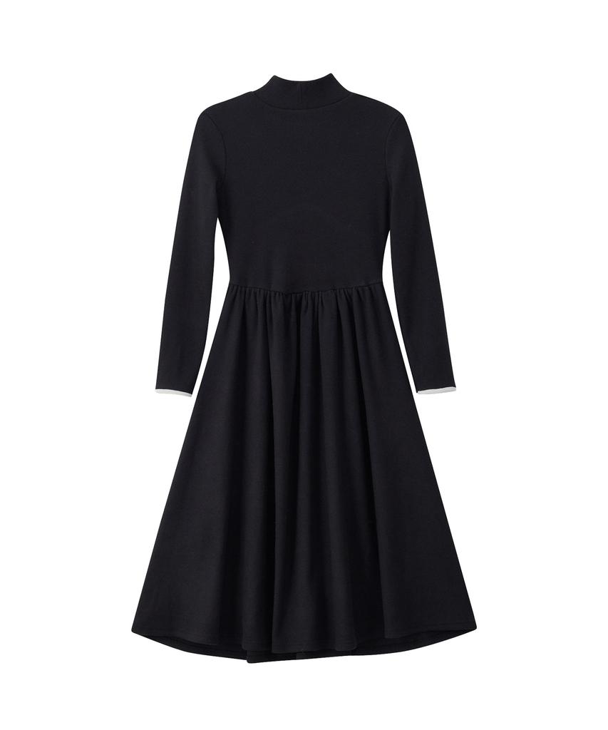 Salon De Yon Line Point High Neck Dress_ Black