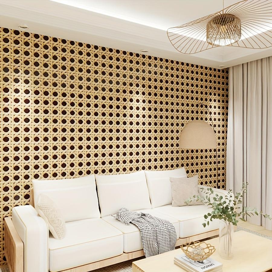 Rivestimento Murale Classico in Rattan PVC 3D, Staccabile e Incollabile, Decorazione Casa in Intreccio, Adesivo Ristrutturazione Murale in Vinile, Idrorepellente, per Cucina Bagno