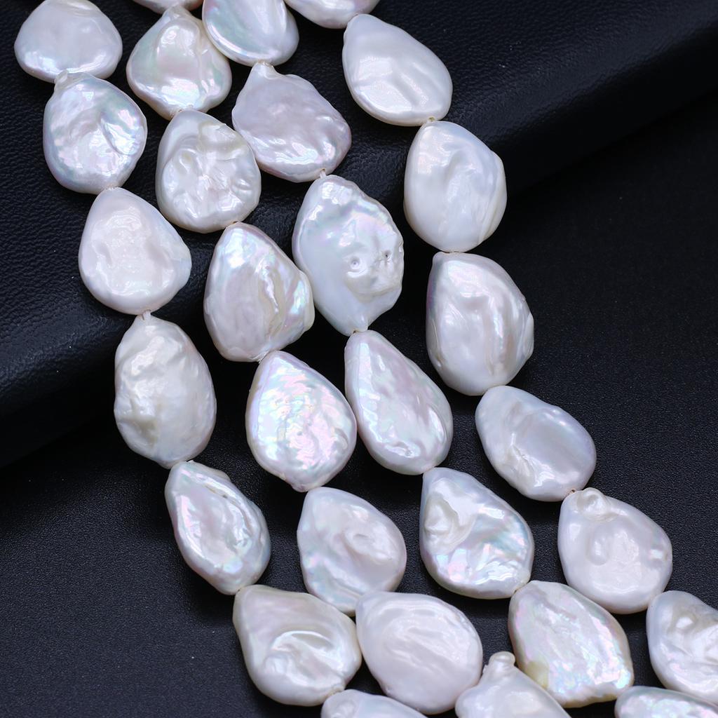 1String, 10×20mm Baroque Natural Freshwater Flat Drop Shape Pearls 36cm Loose Beads for Handmade Jewelry Craft Supplies, DIY Holiday Gifts