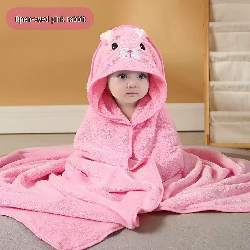 Children's Quick-Drying Coral Fleece Hooded Bathrobe Cloak Towel
