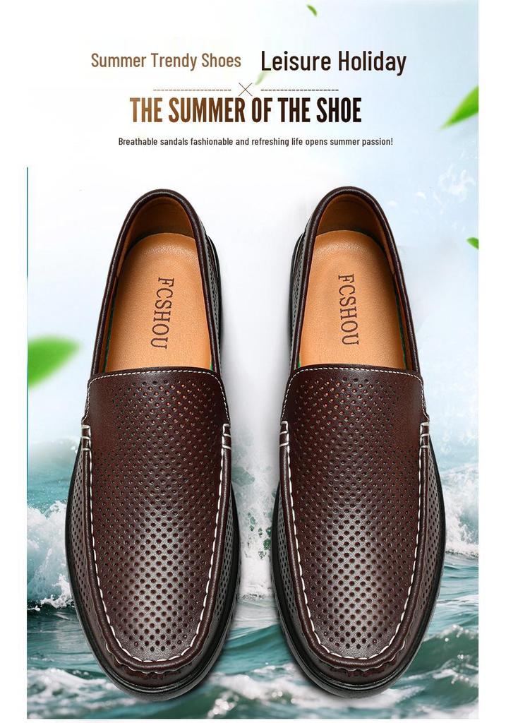 Men's Genuine Leather Loafers - Soft Sole, Breathable & Trendy Driving Shoes