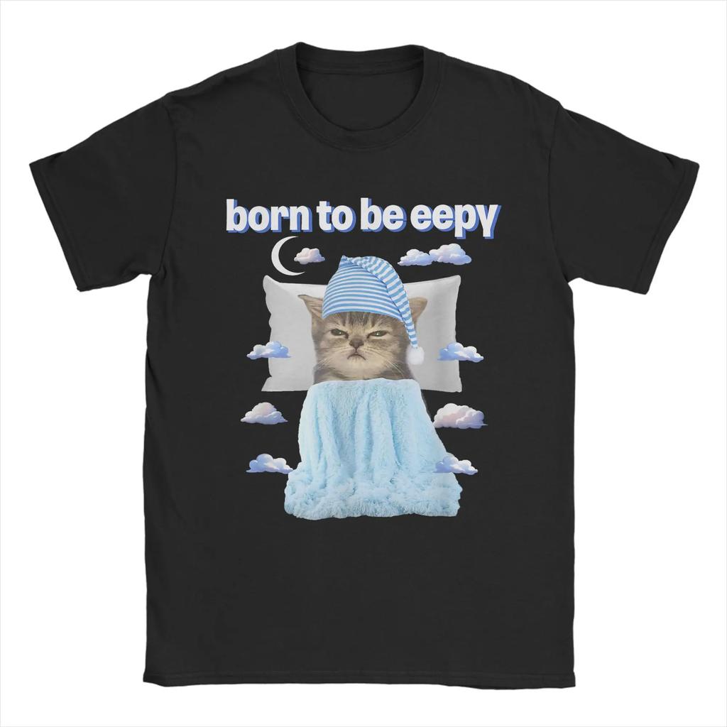 Men T-Shirt Eepy Cat Sleepy Cat Meme Awesome Tee Shirt Short Sleeve T Shirts Round Neck Mens Harajuku Breathable Top