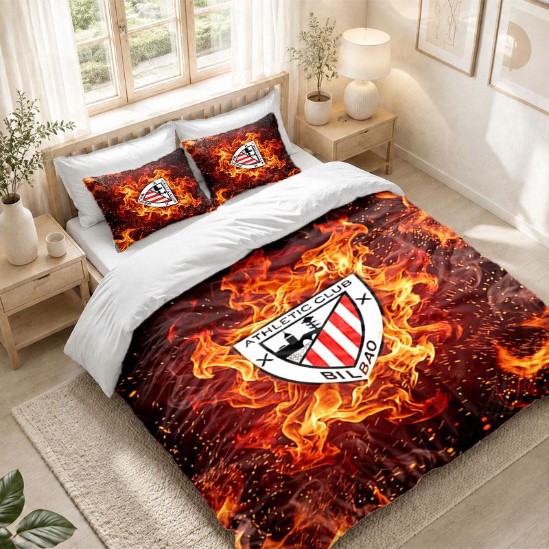 Bedding Set 1 Duvet Cover 2 Pillowcases Athletic Bilbao Football Print Bedroom Home Decoration