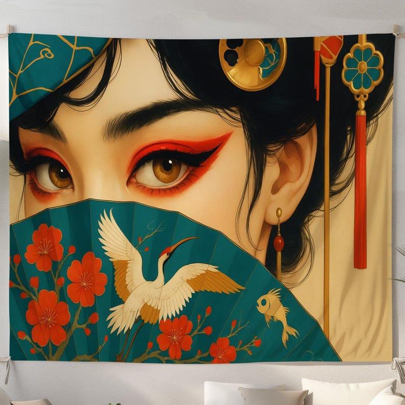 Japanese Geisha Eye Makeup tapestry 75x100 чёрный