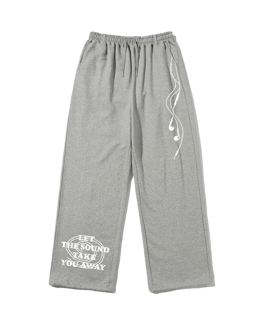 ESCAPEFROM Earphone Print Sweatpants Black