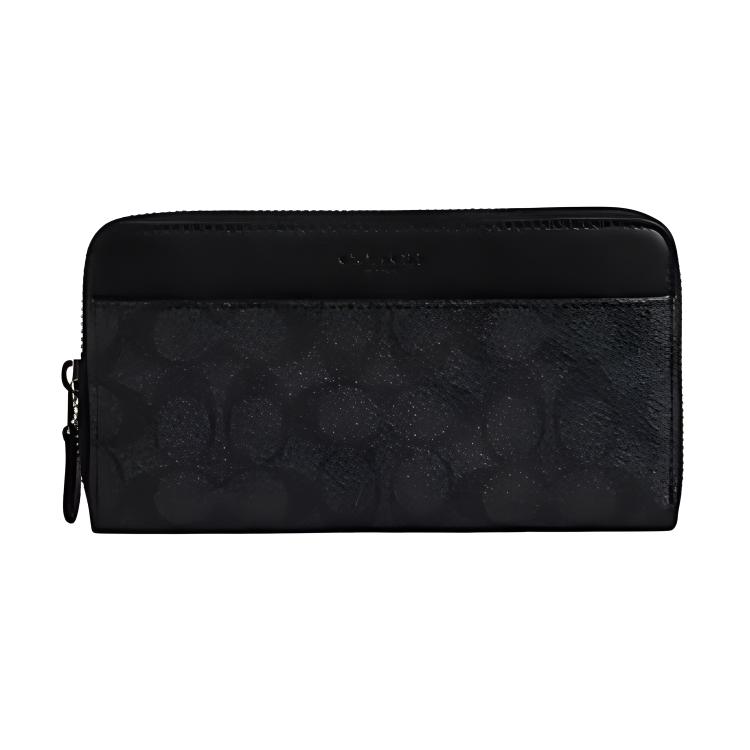 New COACH Accordion Wallet Coated Canvas With Smooth Calfskin Wallet Men's Bronze & Charcoal & Black CY405-QBMI5