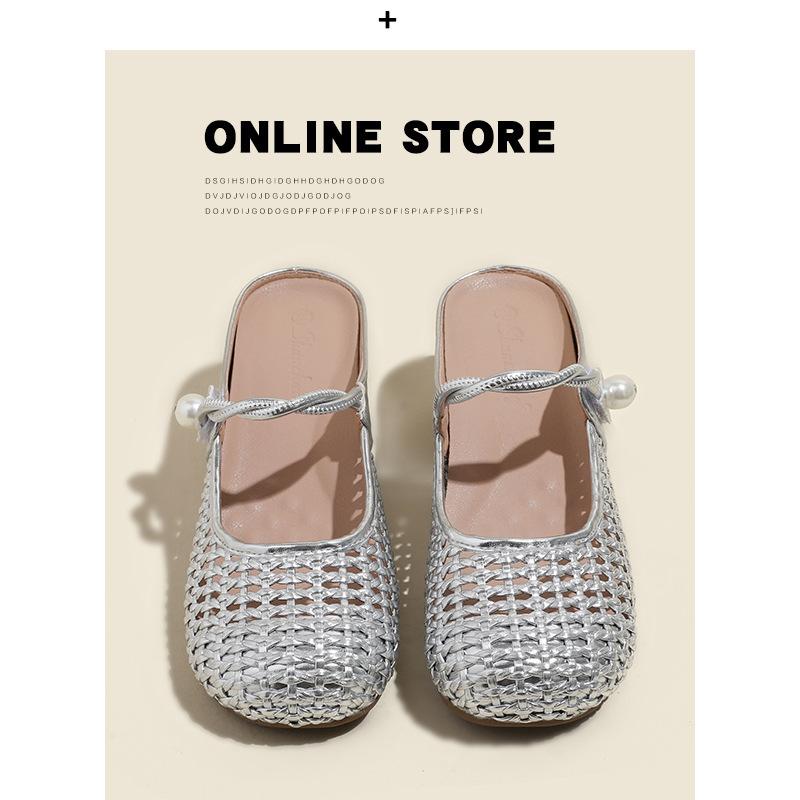 

Ретро плетеные полые полушлепанцы женские летние для улицы с внутренней платформой 7 см, с перемычкой и сандалии с закрытым носком Мэри Джейн 39