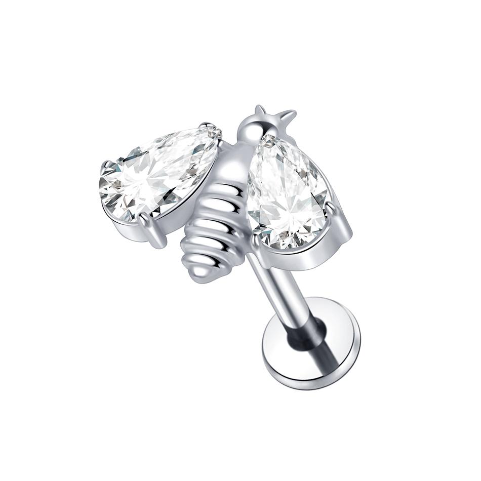 1PC Titanium Ear Piercing Cartilage Earrings Tragus Helix Pirsing Labret Piercing Cross Ear Lobe Lip Rings Daith Jewelry Women