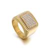 Men's Stainless Steel Simple Micro Pave CZ Square Ring Half Eternity Ring Hip Hop Jewelry Gift