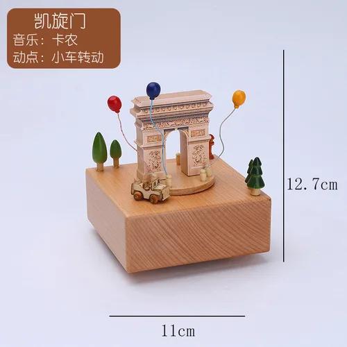 Wooden Music Box Home Creative Solid Wood Carousel Ferris Wheel Crafts Valentine's Day Gift Decoration Box christmas music box