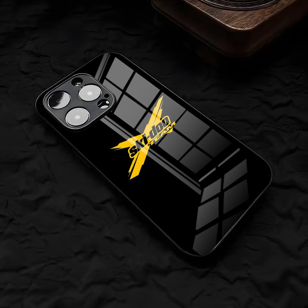 

T-Team S-SkiDoo Phone Case For IPhone 17 Air 16 E Pro Max 15 14 13 Mini 12 Pro 11 Max Plus Black Glass Cover iPhone 13 Mini