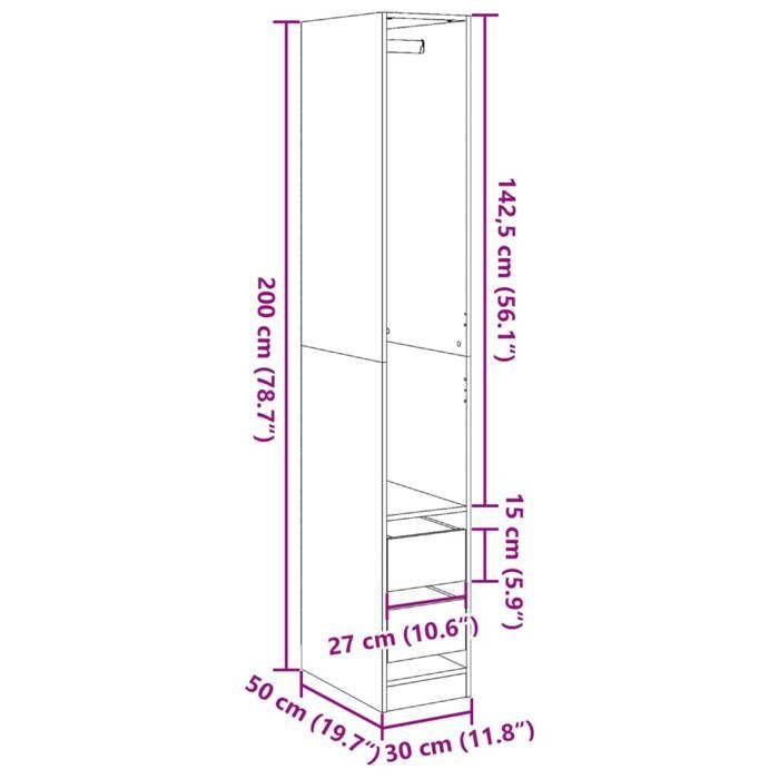 VidaXL Garde-robe chêne artisanal 30x50x200 cm bois d'ingénierie 3307746