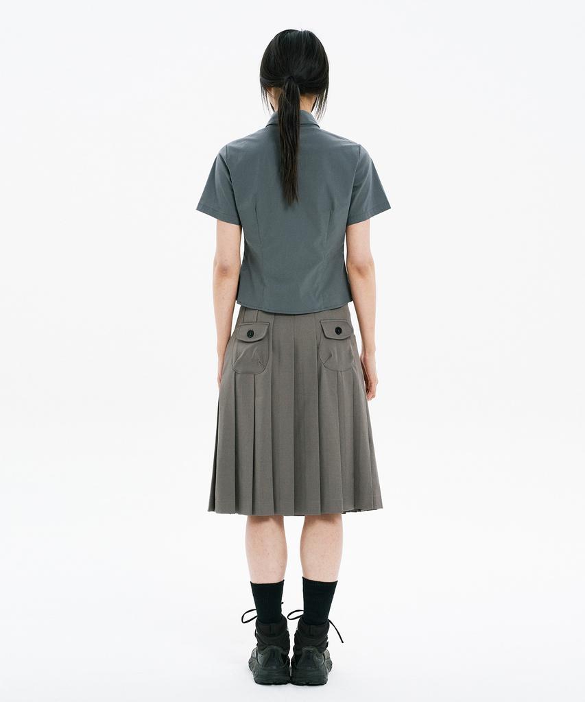 Hanahi Low Pocket Pleated Skirt Gray