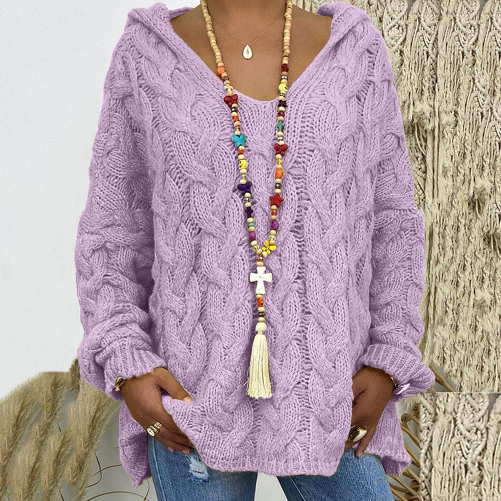 Women Autumn Knitted Sweater Casual Solid Hooded Pullovers Europe Style Jumpers Streetwear Women's Clothes