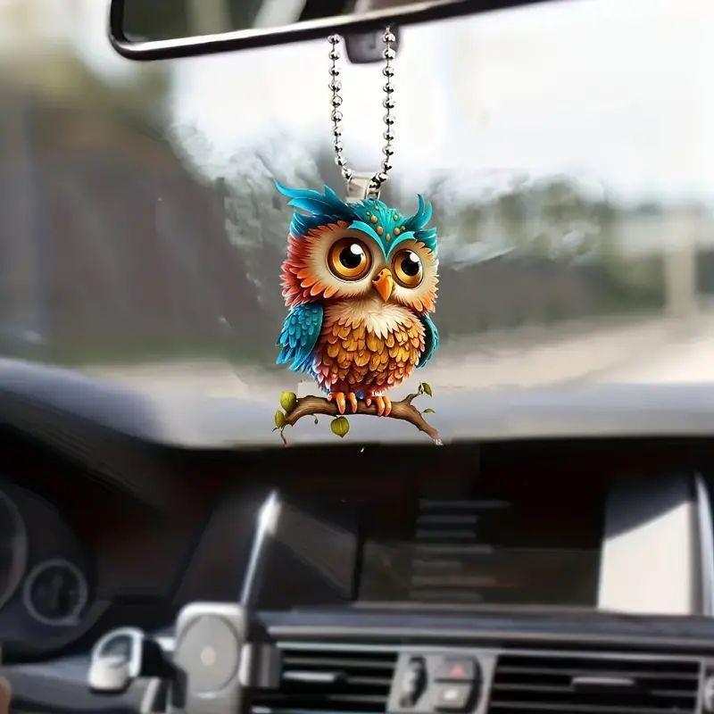 Acrylic Delightful Owl Car Pendant Fun Cartoon Style Ideal For Vehicle Decoration