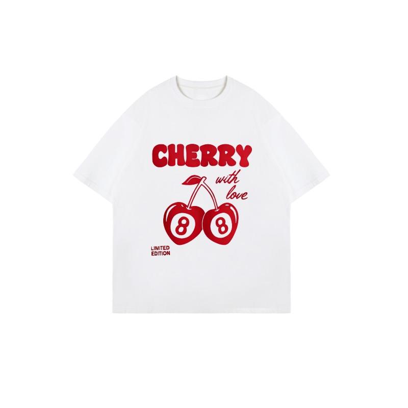 Cherry With Love Oversized T Shirt Black Cherry 8 Ball Graphic Print Limited Edition Women Casual Summer Top Fashion Statement Piece Streetwear Style