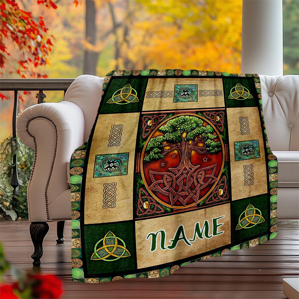 Celtic Tree Of Life Symbolism Personalized Outdoor Blanket Personalized Text Durable Comfort Perfect For Picnics Outdoor Travel And Camping Sofa